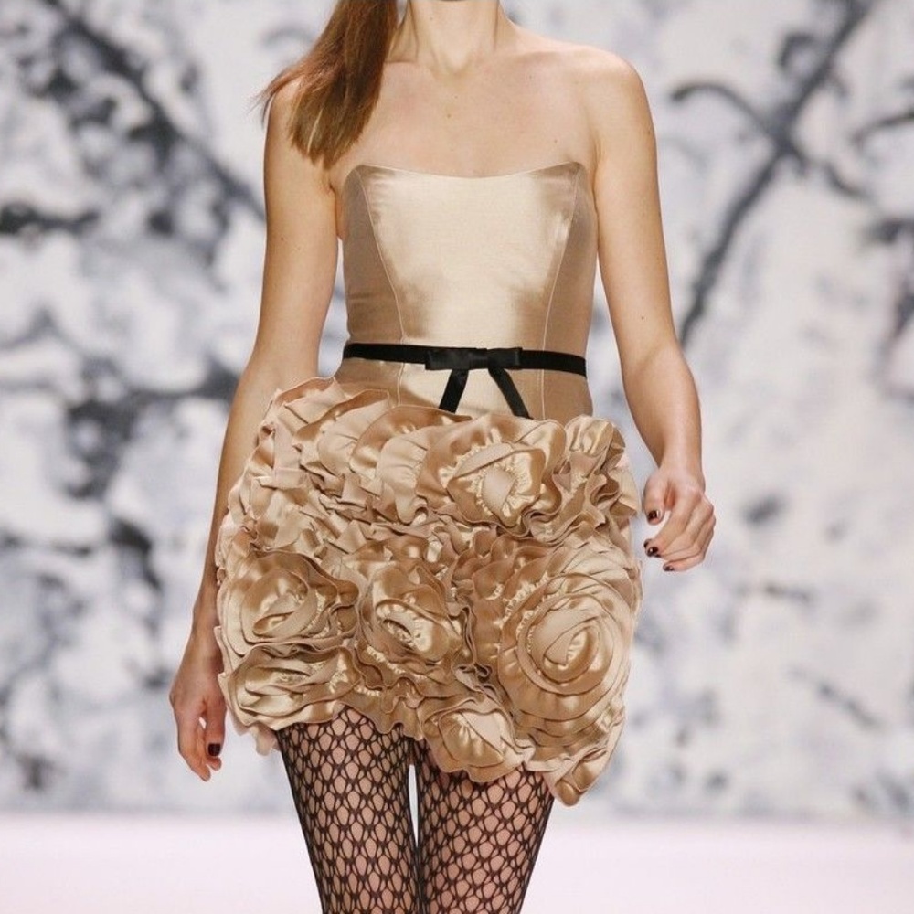 NWOT MILLY Nude Strapless Silk Mini Dress Sz 2